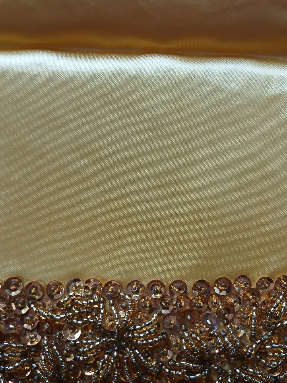 Vintage Gold Satin Beaded Clutch Purse Made in Hong Kong Vintage